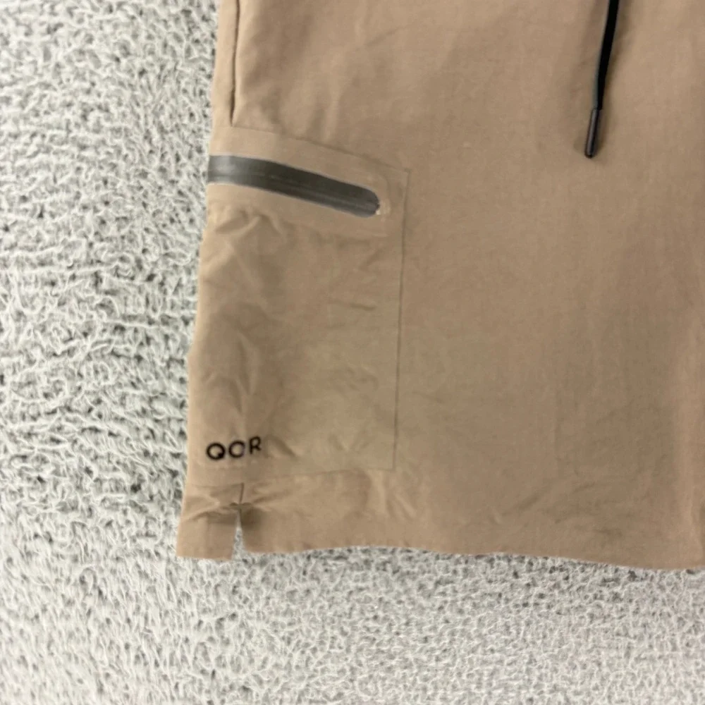 QOR Board Shorts Mens 34 Tan Performance Swim Trunks Side Zip Pocket Activewear